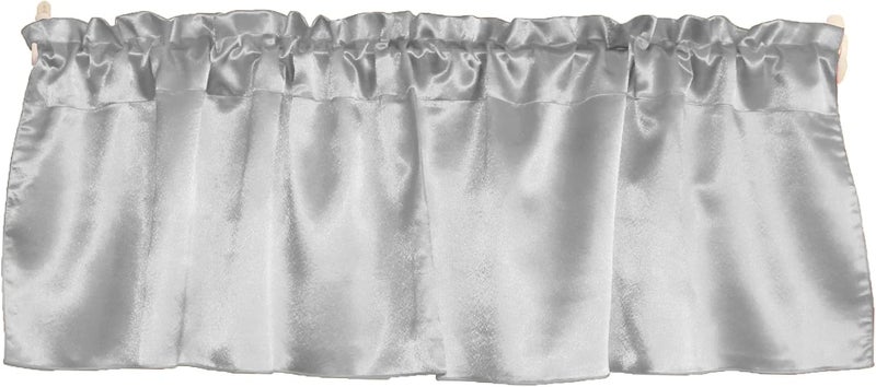 Zen Creative Designs Solid Shiny Satin Window Valance Home Décor Bedroom Nursery Kitchen Window (58" Wide x 24" Long, Silver) - Image 1
